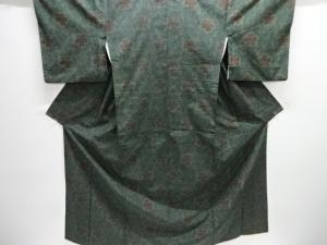 花唐草模様織り出し手織り紬着物